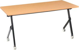 Beliani Escritorio Rectangular Moderno Plegable Con Ruedas Mesa M&oacute;vil Port&aacute;til 160 X 60 Cm Estructura De Metal Marr&oacute;n Y Negro Bendi