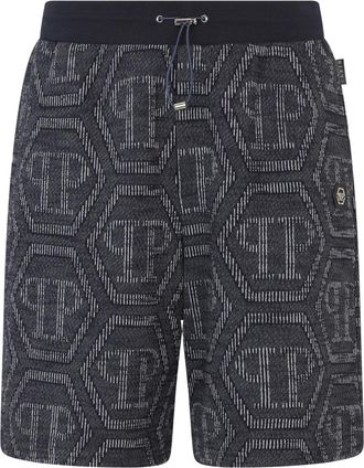 Philipp Plein Heren, Korte broeken, Blauw, Maat: M Katoen