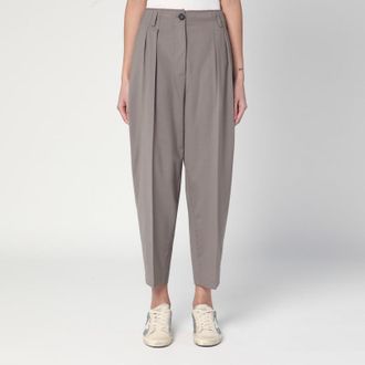 Erika Cavallini Semi Couture Dove-coloured wool-blend trousers