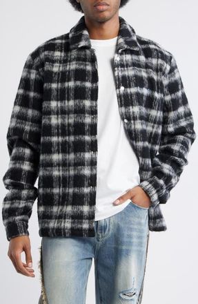 Rta Parlan Pixel Cross Graphic Plaid Shacket in Black Pixel Cross at Nordstrom, Size Xxx-Large