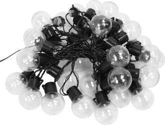 OEM Guirnalda De Luces Exteriores Con Led Blancos, 10 M De Largo, Resistente Al Agua, Recargable Mediante Energ&iacute;a Solar Y Usb, Con 40 Bombillas G50 Y Carc