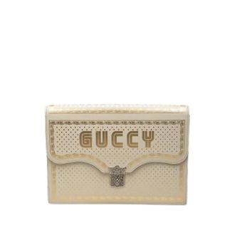 Gucci Pre-owned Clutch van bedrukt leer - Dames - Pre-owned - Wit - Maat: ONE Size Leer