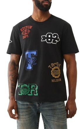True Religion Embroidered Uni Logos Cotton Graphic T-Shirt in Jet Black at Nordstrom, Size Xx-Large