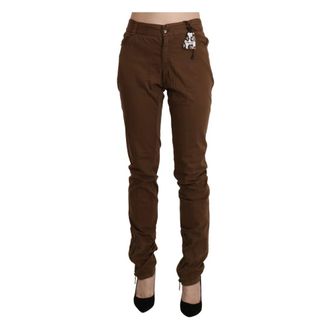 Ermanno Scervino Broeken, Dames, Bruin, M, Katoen, High Waist Skinny Broek