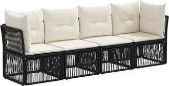 vidaXL Conjunto De Sof&aacute;s De Jard&iacute;n 4 Uds. Negro Rat&aacute;n Sint&eacute;tico Vidaxl