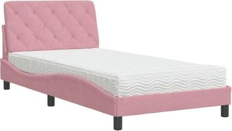 vidaXL Cama Con Colch&oacute;n Terciopelo Rosa 100x200 Cm Vidaxl