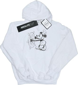 Disney Heren Mickey Mouse Steamboat Sketch Hoodie (Wit)