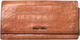 Miu Miu Pre-owned Leren Portemonnee - Dames - Vintage Accessoires - Oranje - ONE Size - Leer - Vintage