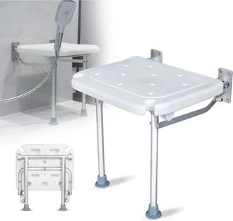 Elle Asiento De Ducha Plegable De Pared - Soporta Hasta 440 Kg - Dimensiones: 40 X 32 X 42 Cm - Tubo De Aluminio - Antideslizante Para Mayor Seguridad