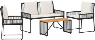 vidaXL Juego De Muebles De Exterior Con Coj&iacute;n 4 Pcs Negro Y Crema Vidaxl
