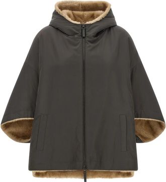 Lou Andr&eacute;a Omkeerbare Cape met Capuchon - Dames - Ponchos - Grijs - 3XS - Jassen