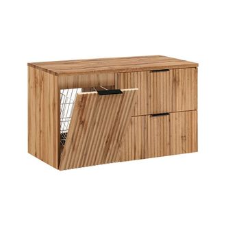Petits Meubles Mueble bajo lavabo cesto de ropa estratificado marr&oacute;n