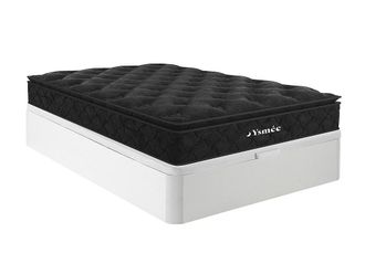 Vente-Unique Set 160x200cm Rete contenitore Bianco + Materasso molle insac. topper integrato sp.28cm - BLACK DREAM di YSM&Eacute;E