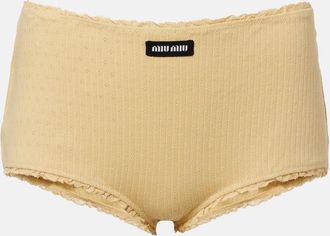 Miu Miu Pointelle cotton micro shorts