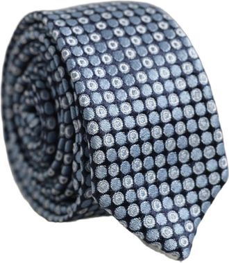 Dolce & Gabbana Zijde Knoopbare Strik met Cirkelpatroon - Heren - Stropdassen - Blauw - ONE Size - Polyester - Accessoires