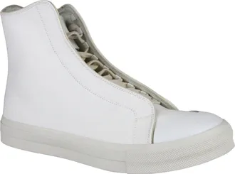 Alexander McQueen Mens Hi Top White / Ivory Canvas Sneaker (42 EU / 8.5 US)