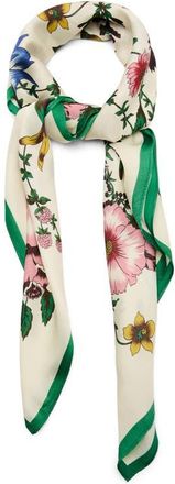Mango Floral Print Scarf in Green at Nordstrom