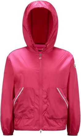 Moncler Light Jackets, female, Pink, Size: L Fuchsia Jackets with Adjustable Hood