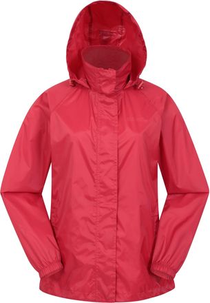 Mountain Warehouse Pakka Womens Waterproof Packable Jacket - Foldaway Hood Jacket, Ladies Coat, Lightweight Rain Jacket - For Spring Summer, Walking, Travelling Red Wome