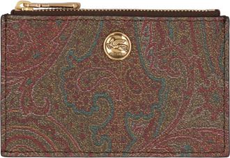 Etro Paisley Kaarthouder met Muntvak - Dames - Portefeuilles - Bruin - ONE Size - Katoen - Accessoires