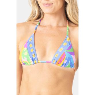 Roxy Heatwave Tiki Triangle Bikini Top in Blue Multi at Nordstrom Rack, Size X-Small