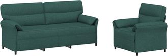vidaXL Juego De Sof&aacute; 2 Uds. Verde Oscuro Tela Vidaxl