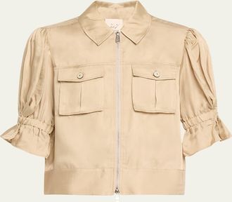 Cinq &agrave; Sept Holly Short-Sleeve Sateen Jacket