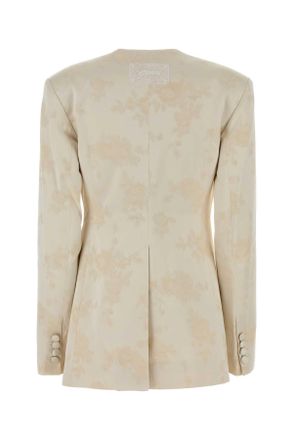 Ganni Womens Ivory Satin Blazer Egret Cotton Giacche E Gilet Jacket