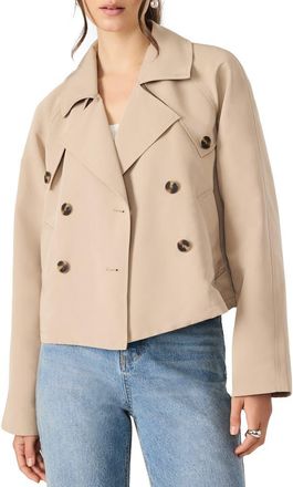 Steve Madden Double Breasted Short Trench Coat in Medium Khaki at Nordstrom Rack, Size X-Large
