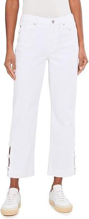 Liverpool L.A. 27 Kennedy Mid-Rise Crop Straight Leg Jeans with Pearl Trim Womens Jeans Bright White : 12 27, Cotton/Denim/Elastane