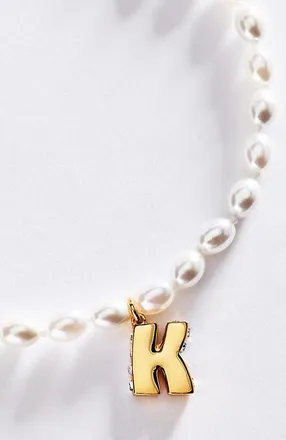 Anthropologie Pearl Initial Necklace