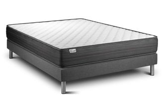 VITALIT Somier gris + colch&oacute;n con espuma viscoel&aacute;stica 140 x 190