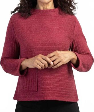 Habitat Womens Fleece Pocket Pullover Sweatshirt In Cranberry