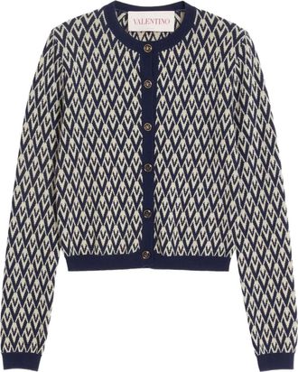 Valentino Garavani Toute La V jacquard cardigan - Blue