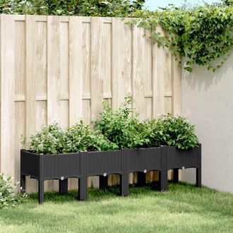vidaXL Jardinera Con Patas Pp Negro 160x40x42 Cm Vidaxl