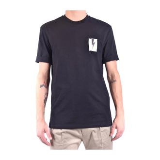 Neil Barrett Tops, Heren, Zwart, S, Katoen, T-shirt