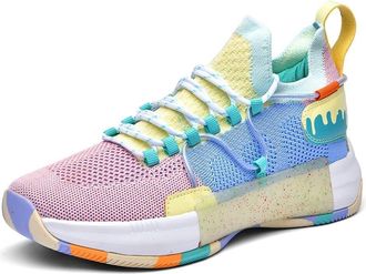 Generic Mens Basketball Shoes are Breathable Lightweight Anti Slip Wear-Resistant Sports Training Boots Walking Shoes(Green,3.5 UK)