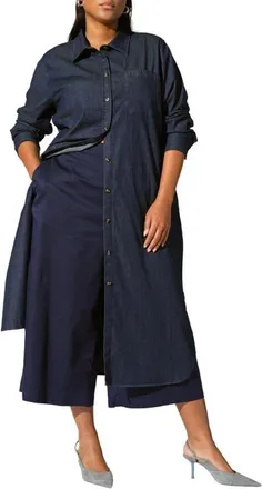 Universal Standard Odeon Long Sleeve Chambray Shirtdress in Dark Indigo at Nordstrom, Size 2Xl