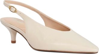 Dune London Ladies CREDIBLITY Leather Kitten Heel Sling-Backs Size UK 4 Slingbacks Ecru