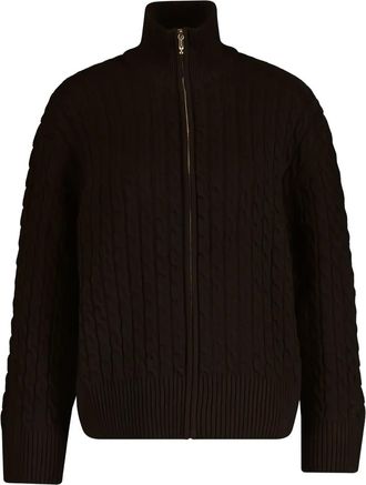 GANT Kabelgebreid vest - Bruin