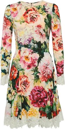 Dolce & Gabbana Jurk met bloemenprint en afwerking van kant - Roze