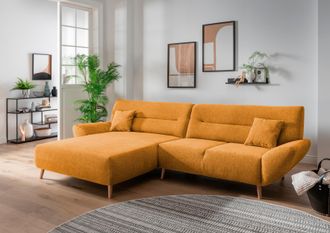 Inosign Ecksofa »Drago, elegant und zeitlos, komfortabel, Holzfuss, L-Form« frei im Raum stellbar, inkl. 2 Zierkissen