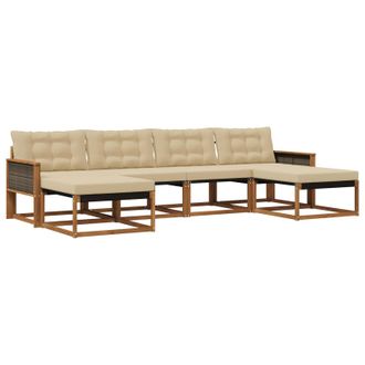 vidaXL Conjunto De Sof&aacute;s De Exterior Con Coj&iacute;n 6 Pcs Natural Y Beige Vidaxl