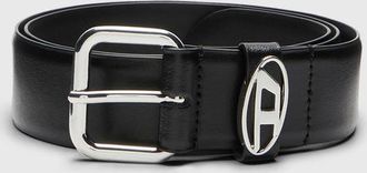 Diesel 3.9cm logo-plaque embellished leather belt - Belts - Unisex - Black