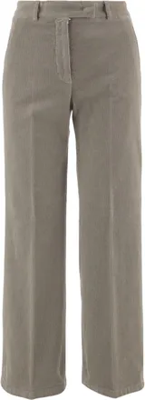 Ql2 Quelledue Beige Ribbed Stretch Cotton Straight-Leg Pants