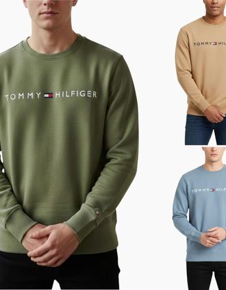 Tommy Hilfiger Mens Tommy Hilfiger Mens Sweatshirt Terry Cotton Jumper - Green - Size: 32