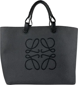 Loewe Black Dark Gray Canvas Handbag Shoulder Bag Tote Bag (Pre-Owned)