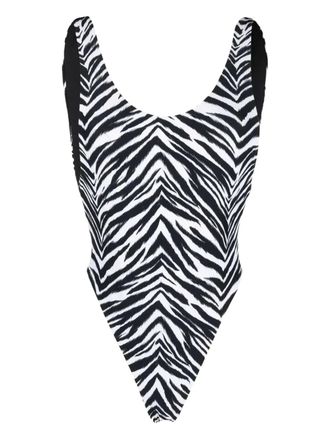 Reina Olga zebra-print swimsuit - women - Polyamide/Elastane - L - Black