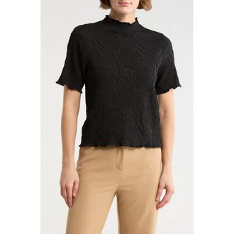 Adrianna Papell Floral Textured Knit Top in Black at Nordstrom Rack, Size Medium
