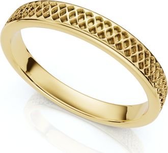 Pompeii3 Slim Criss-Cross Stackable Band 14k Gold or Platinum